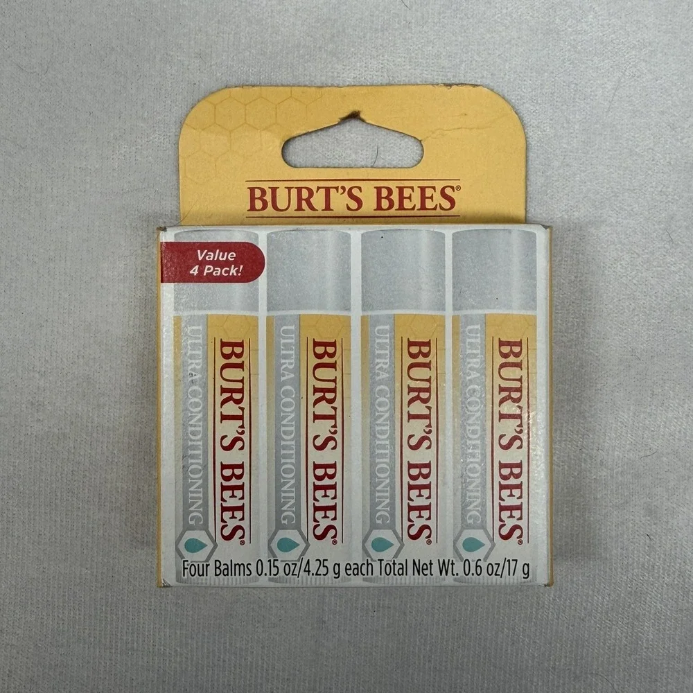 Burt's Bees Ultra Conditioning Lip Balm 4 Pack Moisturizing 100% Natural 0.6 oz